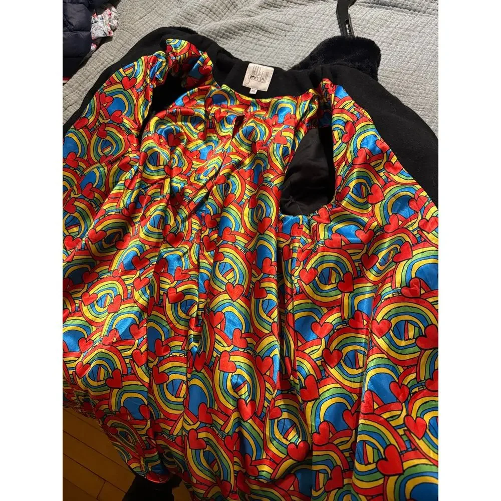 Little Goodall Rainbow Heart Coat QUEEN OF HEARTS XXL Ladies Size 16 Wool Blend